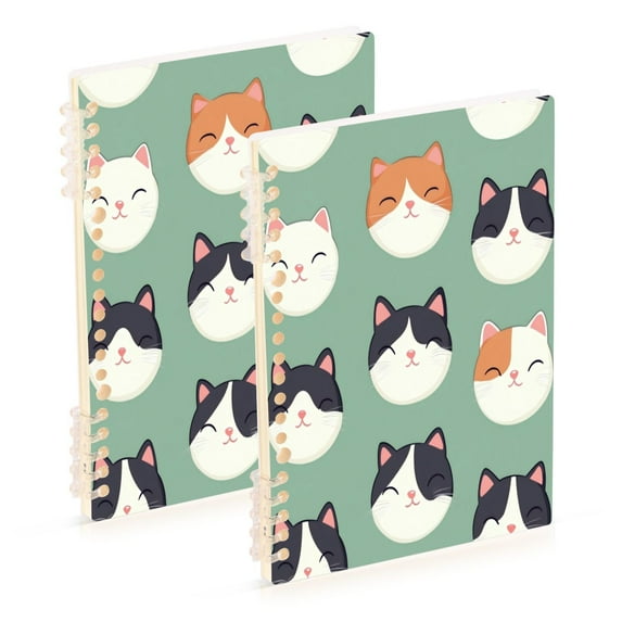Notebook 8.3x5.7x0.4 Inch One Sizex2 Journey Note Diary Hardcover Notebook 60 Pages,80g Paper Writing Smooth and Not Easy to Break Cartoon Cute Color Cat Face
