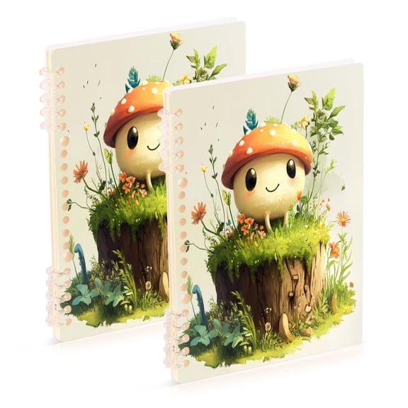 Notebook 8.3x5.7x0.4 Inch One Sizex2 Journey Note Diary Hardcover Notebook 60 Pages,80g Paper Writing Smooth and Not Easy to Break Cartoon Cute Mushroom Man