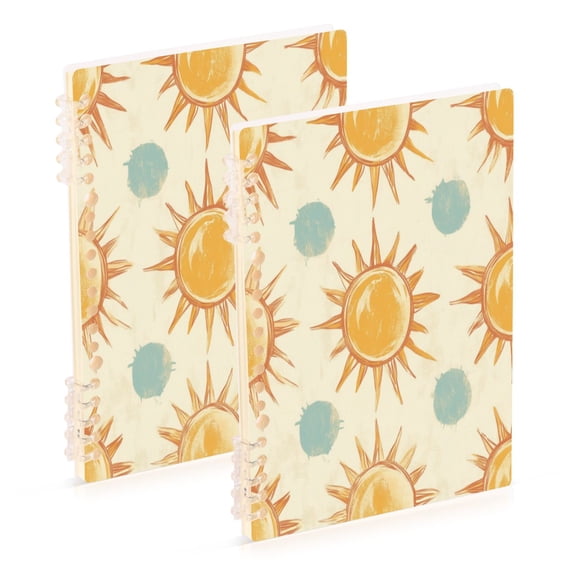 Notebook 8.3x5.7x0.4 Inch One Sizex2 Journey Note Diary Hardcover Notebook 60 Pages,80g Paper Writing Smooth and Not Easy to Break Cartoon Cute Sun Seamless