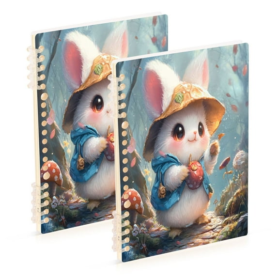 Notebook 8.3x5.7x0.4 Inch One Sizex2 Journey Note Diary Hardcover Notebook 60 Pages,80g Paper Writing Smooth and Not Easy to Break Cartoon Rabbit in Blue