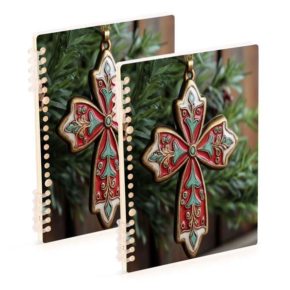 Notebook 8.3x5.7x0.4 Inch One Sizex2 Journey Note Diary Hardcover Notebook 60 Pages,80g Paper Writing Smooth and Not Easy to Break Christmas Cross Decoration