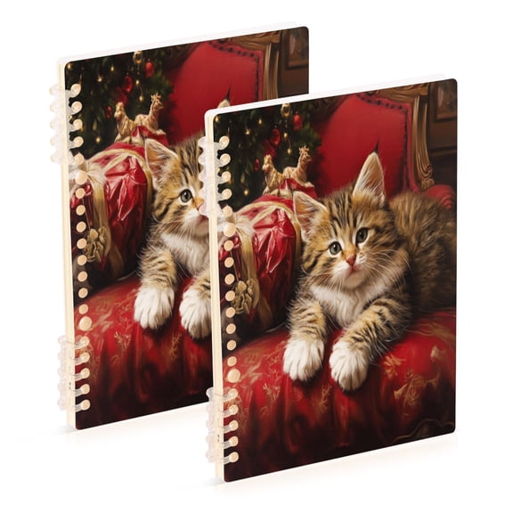 Notebook 8.3x5.7x0.4 Inch One Sizex2 Journey Note Diary Hardcover Notebook 60 Pages,80g Paper Writing Smooth and Not Easy to Break Christmas Noble Cat