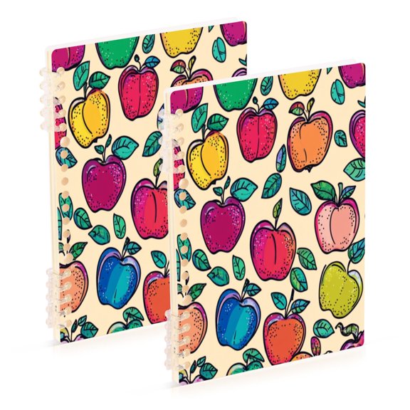 Notebook 8.3x5.7x0.4 Inch One Sizex2 Journey Note Diary Hardcover Notebook 60 Pages,80g Paper Writing Smooth and Not Easy to Break Colored Apple Seamless