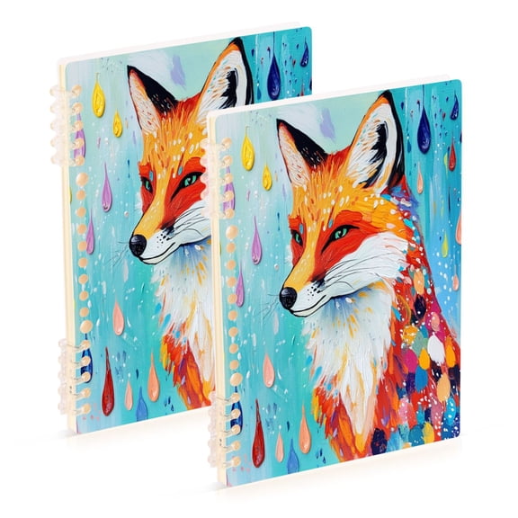 Notebook 8.3x5.7x0.4 Inch One Sizex2 Journey Note Diary Hardcover Notebook 60 Pages,80g Paper Writing Smooth and Not Easy to Break Colorful Foxes and Raindrops