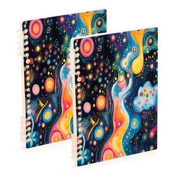 Notebook 8.3x5.7x0.4 Inch One Sizex2 Journey Note Diary Hardcover Notebook 60 Pages,80g Paper Writing Smooth and Not Easy to Break Colorful Galaxies and Planets