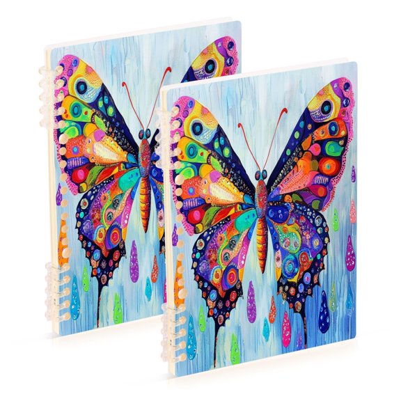 Notebook 8.3x5.7x0.4 Inch One Sizex2 Journey Note Diary Hardcover Notebook 60 Pages,80g Paper Writing Smooth and Not Easy to Break Cool Beautiful Butterfly Pattern