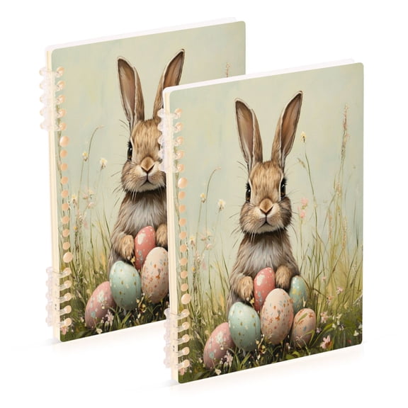 Notebook 8.3x5.7x0.4 Inch One Sizex2 Journey Note Diary Hardcover Notebook 60 Pages,80g Paper Writing Smooth and Not Easy to Break Cute Bunny at Easter