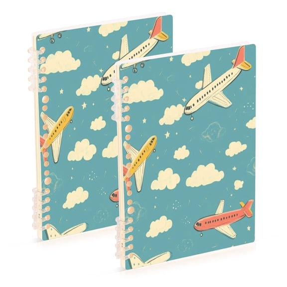 Notebook 8.3x5.7x0.4 Inch One Sizex2 Journey Note Diary Hardcover Notebook 60 Pages,80g Paper Writing Smooth and Not Easy to Break Cute Cartoon Little Plane