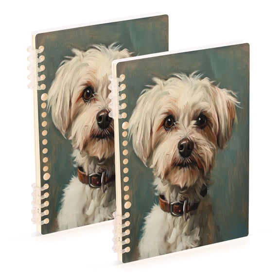Notebook 8.3x5.7x0.4 Inch One Sizex2 Journey Note Diary Hardcover Notebook 60 Pages,80g Paper Writing Smooth and Not Easy to Break Cute Gray Cartoon Dog
