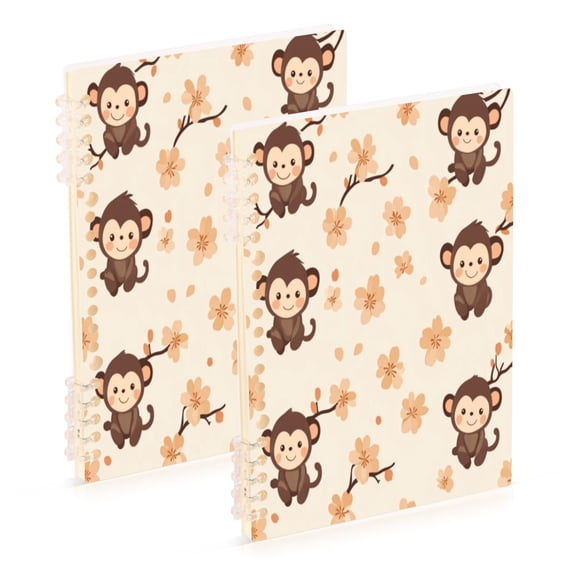 Notebook 8.3x5.7x0.4 Inch One Sizex2 Journey Note Diary Hardcover Notebook 60 Pages,80g Paper Writing Smooth and Not Easy to Break Cute Little Brown Monkey