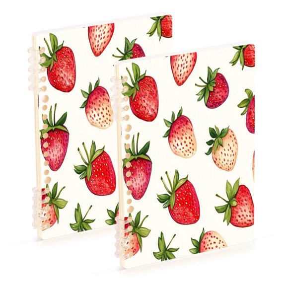 Notebook 8.3x5.7x0.4 Inch One Sizex2 Journey Note Diary Hardcover Notebook 60 Pages,80g Paper Writing Smooth and Not Easy to Break Cute Little Strawberry Seamless