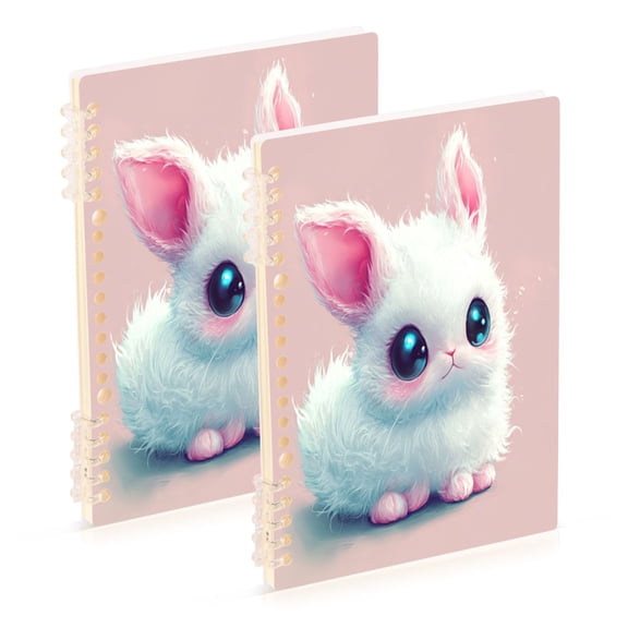 Notebook 8.3x5.7x0.4 Inch One Sizex2 Journey Note Diary Hardcover Notebook 60 Pages,80g Paper Writing Smooth and Not Easy to Break Cute Pink Eared Bunny