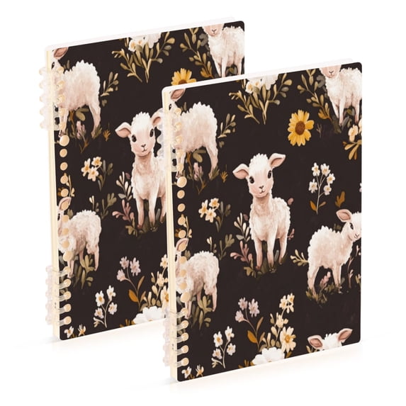 Notebook 8.3x5.7x0.4 Inch One Sizex2 Journey Note Diary Hardcover Notebook 60 Pages,80g Paper Writing Smooth and Not Easy to Break Cute Pretty Cartoon Lamb