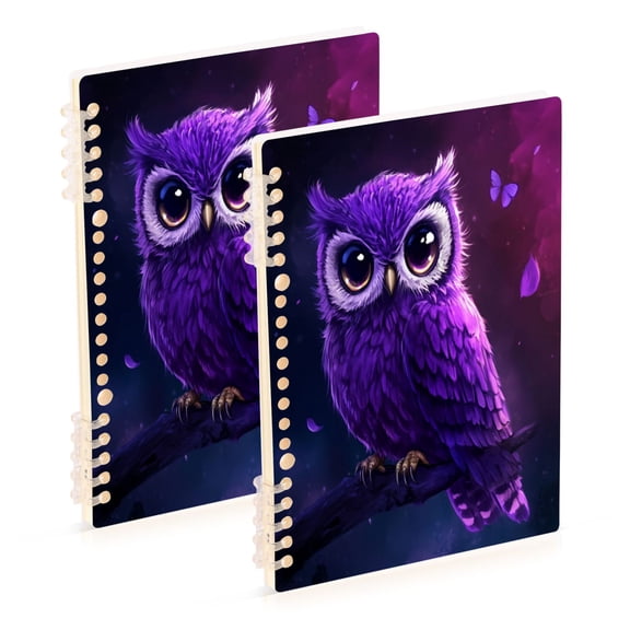 Notebook 8.3x5.7x0.4 Inch One Sizex2 Journey Note Diary Hardcover Notebook 60 Pages,80g Paper Writing Smooth and Not Easy to Break Cute Purple Cartoon Owl