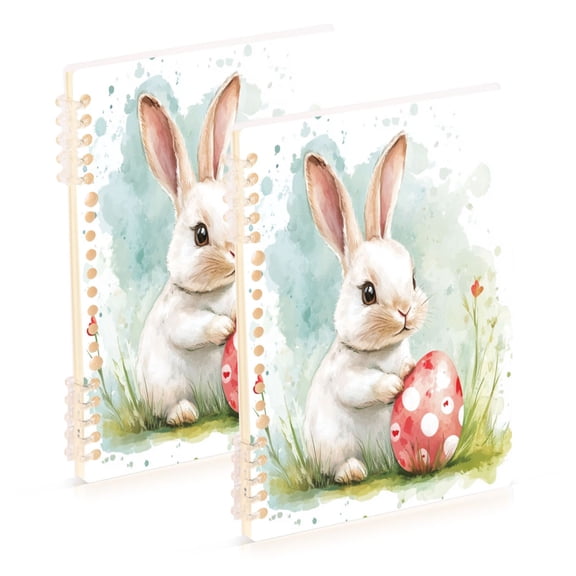 Notebook 8.3x5.7x0.4 Inch One Sizex2 Journey Note Diary Hardcover Notebook 60 Pages,80g Paper Writing Smooth and Not Easy to Break Easter White Rabbit
