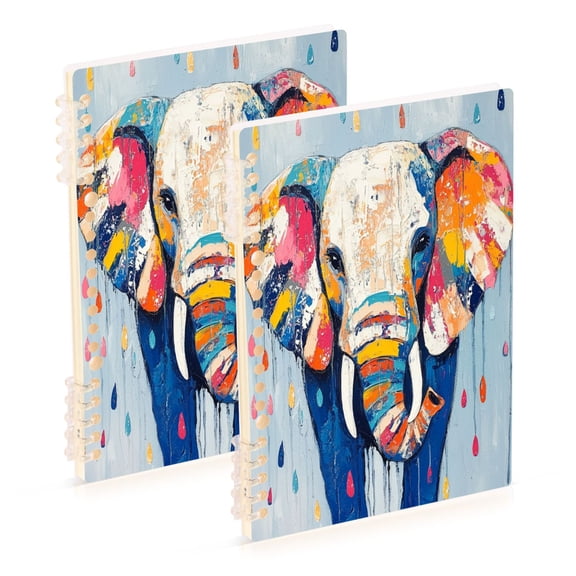 Notebook 8.3x5.7x0.4 Inch One Sizex2 Journey Note Diary Hardcover Notebook 60 Pages,80g Paper Writing Smooth and Not Easy to Break Elephants and Raindrops