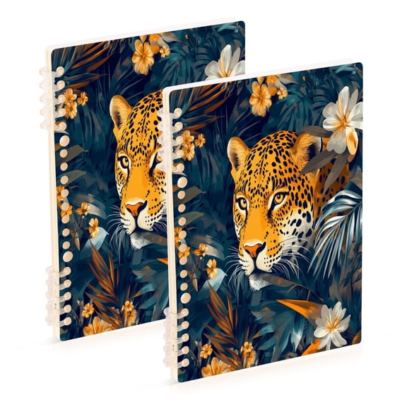 Notebook 8.3x5.7x0.4 Inch One Sizex2 Journey Note Diary Hardcover Notebook 60 Pages,80g Paper Writing Smooth and Not Easy to Break Jungle Cartoon Leopard Pattern