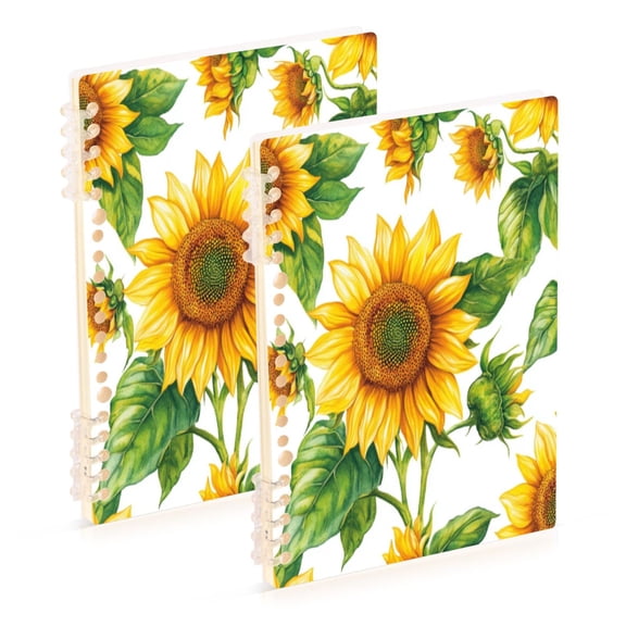 Notebook 8.3x5.7x0.4 Inch One Sizex2 Journey Note Diary Hardcover Notebook 60 Pages,80g Paper Writing Smooth and Not Easy to Break Large Yellow Sunflower
