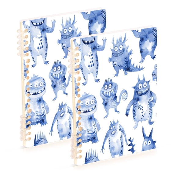 Notebook 8.3x5.7x0.4 Inch One Sizex2 Journey Note Diary Hardcover Notebook 60 Pages,80g Paper Writing Smooth and Not Easy to Break Little Blue Cartoon Monsters