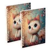 Notebook 8.3x5.7x0.4 Inch One Sizex2 Journey Note Diary Hardcover Notebook 60 Pages,80g Paper Writing Smooth and Not Easy to Break Lovely Cartoon Smiling Cat