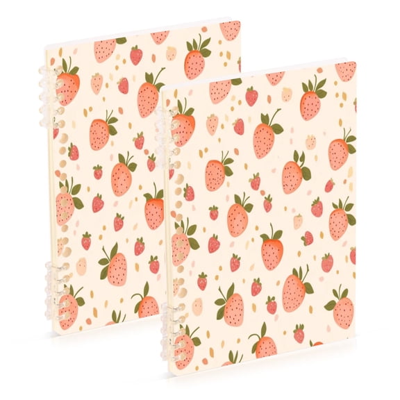 Notebook 8.3x5.7x0.4 Inch One Sizex2 Journey Note Diary Hardcover Notebook 60 Pages,80g Paper Writing Smooth and Not Easy to Break Lovely Red Strawberries Seamless