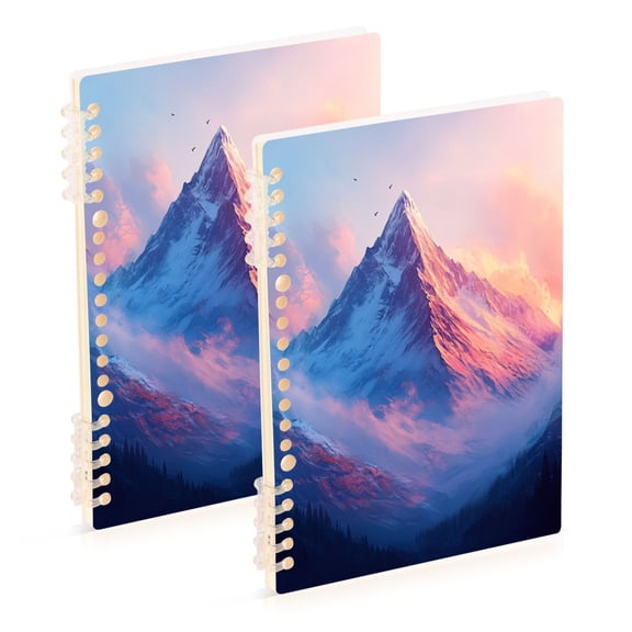 Notebook 8.3x5.7x0.4 Inch One Sizex2 Journey Note Diary Hardcover Notebook 60 Pages,80g Paper Writing Smooth and Not Easy to Break Picturesque Pink Mountain
