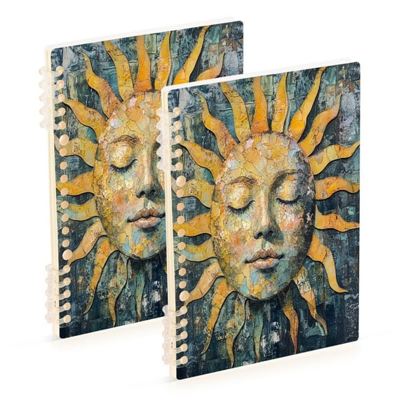 Notebook 8.3x5.7x0.4 Inch One Sizex2 Journey Note Diary Hardcover Notebook 60 Pages,80g Paper Writing Smooth and Not Easy to Break Pretty Closed Eyes Sun