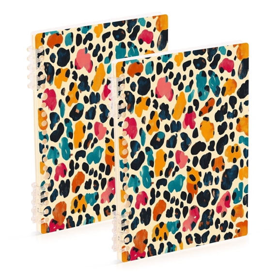Notebook 8.3x5.7x0.4 Inch One Sizex2 Journey Note Diary Hardcover Notebook 60 Pages,80g Paper Writing Smooth and Not Easy to Break Pretty Colorful Leopard Print