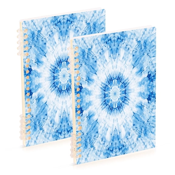 Notebook 8.3x5.7x0.4 Inch One Sizex2 Journey Note Diary Hardcover Notebook 60 Pages,80g Paper Writing Smooth and Not Easy to Break Pretty Light Blue Tie Dye