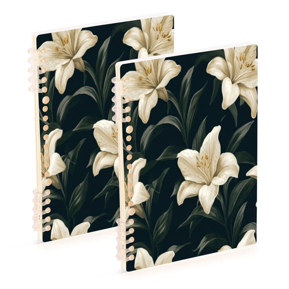Notebook 8.3x5.7x0.4 Inch One Sizex2 Journey Note Diary Hardcover Notebook 60 Pages,80g Paper Writing Smooth and Not Easy to Break Pretty Lovely Lilies