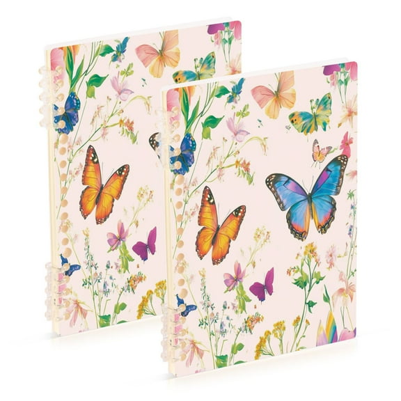 Notebook 8.3x5.7x0.4 Inch One Sizex2 Journey Note Diary Hardcover Notebook 60 Pages,80g Paper Writing Smooth and Not Easy to Break Pretty Pale Pink Butterfly