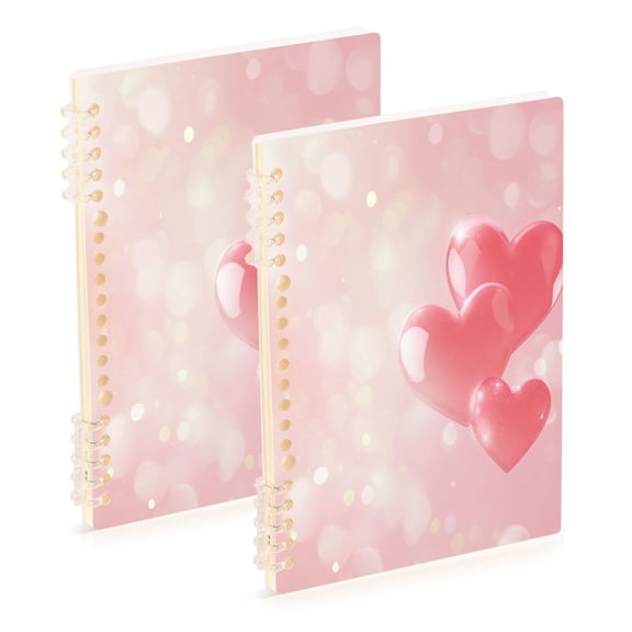 Notebook 8.3x5.7x0.4 Inch One Sizex2 Journey Note Diary Hardcover Notebook 60 Pages,80g Paper Writing Smooth and Not Easy to Break Pretty Pink Love Heart Pattern