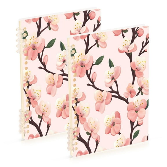 Notebook 8.3x5.7x0.4 Inch One Sizex2 Journey Note Diary Hardcover Notebook 60 Pages,80g Paper Writing Smooth and Not Easy to Break Pretty Pink Plum Seamless