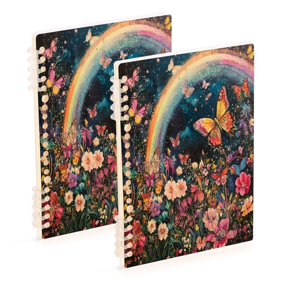 Notebook 8.3x5.7x0.4 Inch One Sizex2 Journey Note Diary Hardcover Notebook 60 Pages,80g Paper Writing Smooth and Not Easy to Break Rainbow Beautiful Butterfly