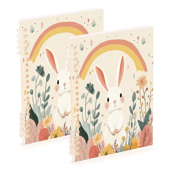 Notebook 8.3x5.7x0.4 Inch One Sizex2 Journey Note Diary Hardcover Notebook 60 Pages,80g Paper Writing Smooth and Not Easy to Break Rainbow Cute Rabbit