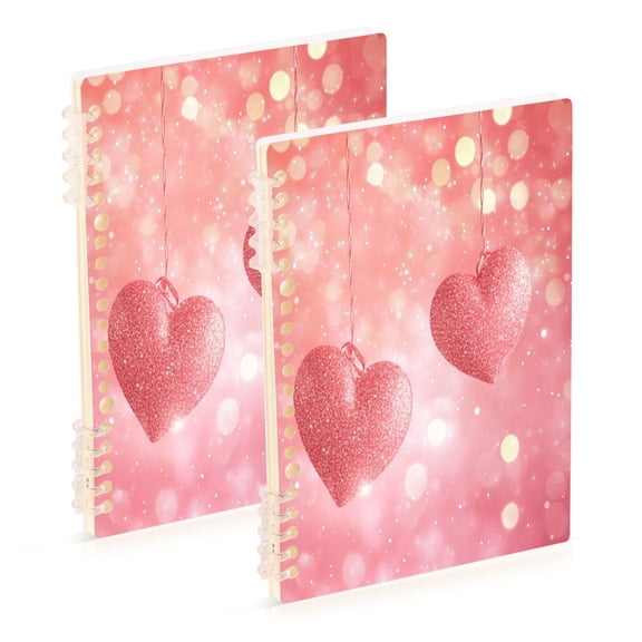 Notebook 8.3x5.7x0.4 Inch One Sizex2 Journey Note Diary Hardcover Notebook 60 Pages,80g Paper Writing Smooth and Not Easy to Break Valentine's Day Pink Hearts