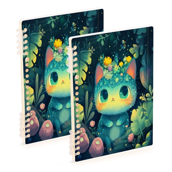 Notebook 8.3x5.7x0.4 Inch One Sizex2 Journey Note Diary Hardcover Notebook 60 Pages,80g Paper Writing Smooth and Not Easy to Break A Cartoon Blue Cat