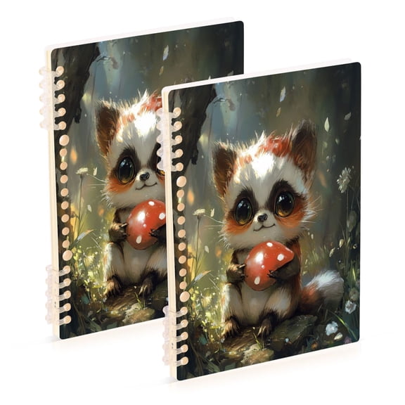 Notebook 8.3x5.7x0.4 Inch One Sizex2 Journey Note Diary Hardcover Notebook 60 Pages,80g Paper Writing Smooth and Not Easy to Break A Cartoon Raccoon