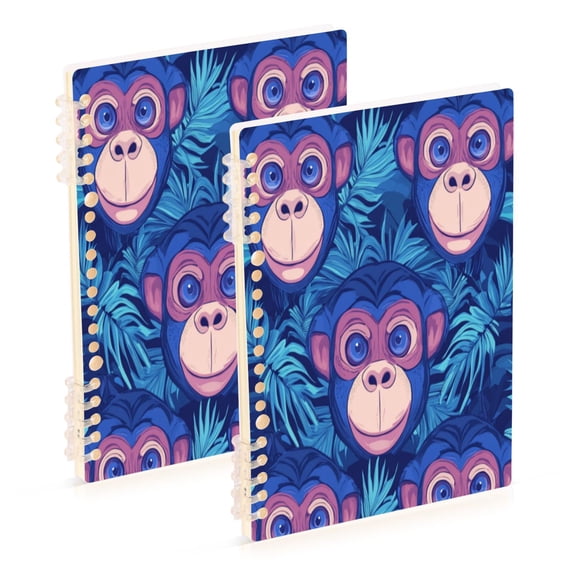Notebook 8.3x5.7x0.4 Inch One Sizex2 Journey Note Diary Hardcover Notebook 60 Pages,80g Paper Writing Smooth and Not Easy to Break Cute Blue Monkey