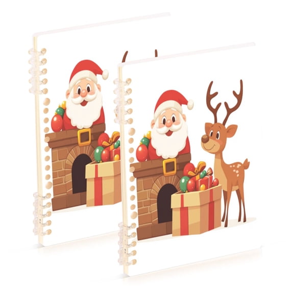 Notebook 8.3x5.7x0.4 Inch One Sizex2 Journey Note Diary Hardcover Notebook 60 Pages,80g Paper Writing Smooth and Not Easy to Break Cute Santa Picture