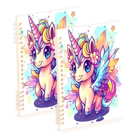 Notebook 8.3x5.7x0.4 Inch One Sizex2 Journey Note Diary Hardcover Notebook 60 Pages,80g Paper Writing Smooth and Not Easy to Break Cute Unicorn