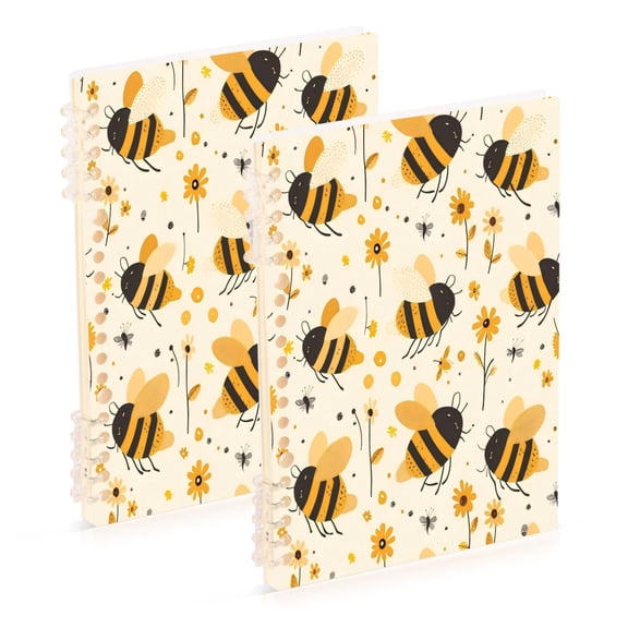 Notebook 8.3x5.7x0.4 Inch One Sizex2 Journey Note Diary Hardcover Notebook 60 Pages,80g Paper Writing Smooth and Not Easy to Break Cute Yellow Bee