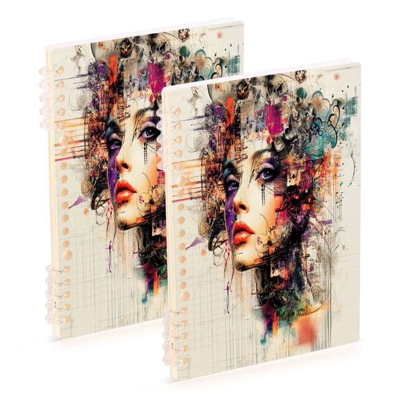 Notebook 8.3x5.7x0.4 Inch One Sizex2 Journey Note Diary Hardcover Notebook 60 Pages,80g Paper Writing Smooth and Not Easy to Break Cyberpunk Beauty