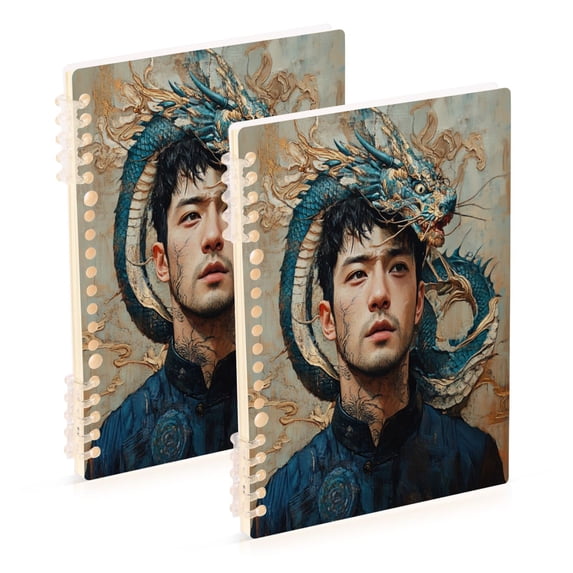 Notebook 8.3x5.7x0.4 Inch One Sizex2 Journey Note Diary Hardcover Notebook 60 Pages,80g Paper Writing Smooth and Not Easy to Break Dragon Man