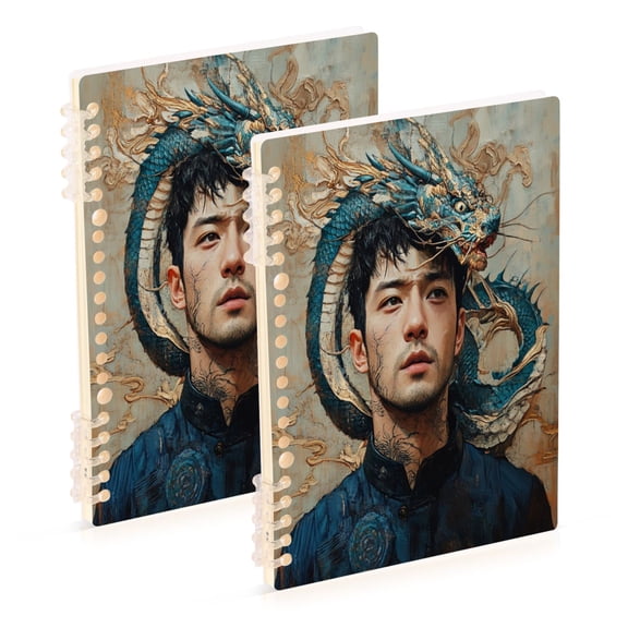 Notebook 8.3x5.7x0.4 Inch One Sizex2 Journey Note Diary Hardcover Notebook 60 Pages,80g Paper Writing Smooth and Not Easy to Break Dragon Man