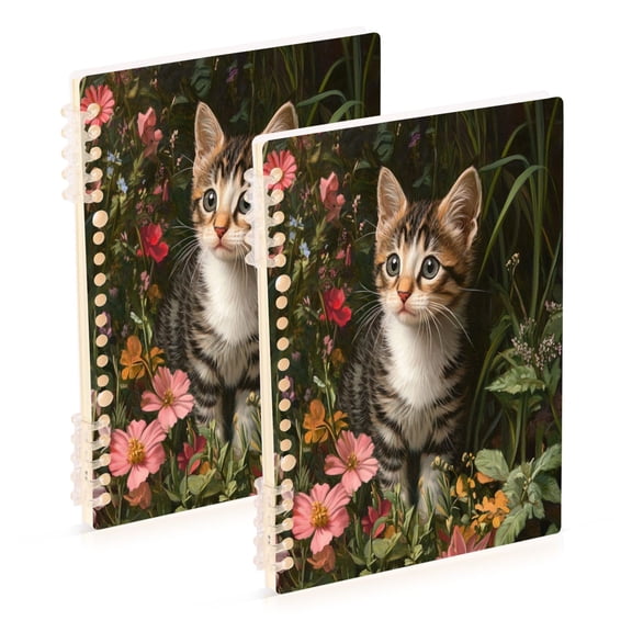 Notebook 8.3x5.7x0.4 Inch One Sizex2 Journey Note Diary Hardcover Notebook 60 Pages,80g Paper Writing Smooth and Not Easy to Break Garden Pretty Cat