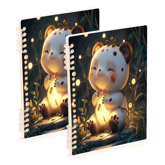Notebook 8.3x5.7x0.4 Inch One Sizex2 Journey Note Diary Hardcover Notebook 60 Pages,80g Paper Writing Smooth and Not Easy to Break Grey Cartoon Bear