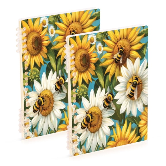 Notebook 8.3x5.7x0.4 Inch One Sizex2 Journey Note Diary Hardcover Notebook 60 Pages,80g Paper Writing Smooth and Not Easy to Break Lovely Big Bee