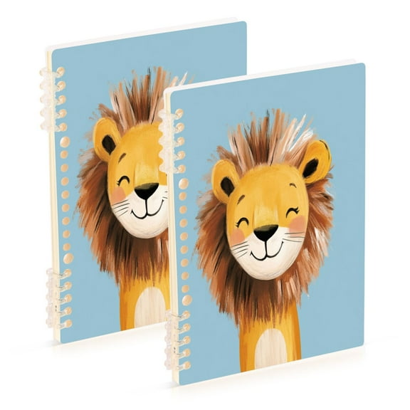 Notebook 8.3x5.7x0.4 Inch One Sizex2 Journey Note Diary Hardcover Notebook 60 Pages,80g Paper Writing Smooth and Not Easy to Break Lovely Yellow Lion