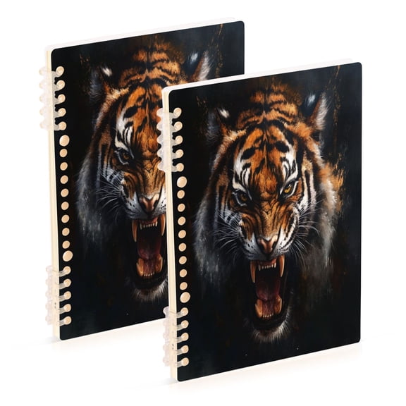 Notebook 8.3x5.7x0.4 Inch One Sizex2 Journey Note Diary Hardcover Notebook 60 Pages,80g Paper Writing Smooth and Not Easy to Break Open-mouthed Tiger